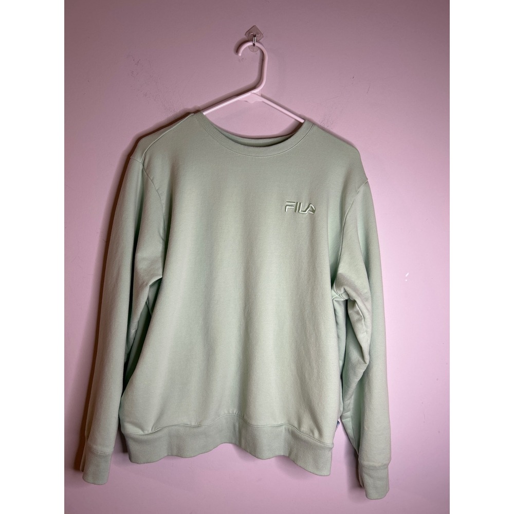FILA Mint Green Crewneck Pullover Sweatshirt Pockets Women Large